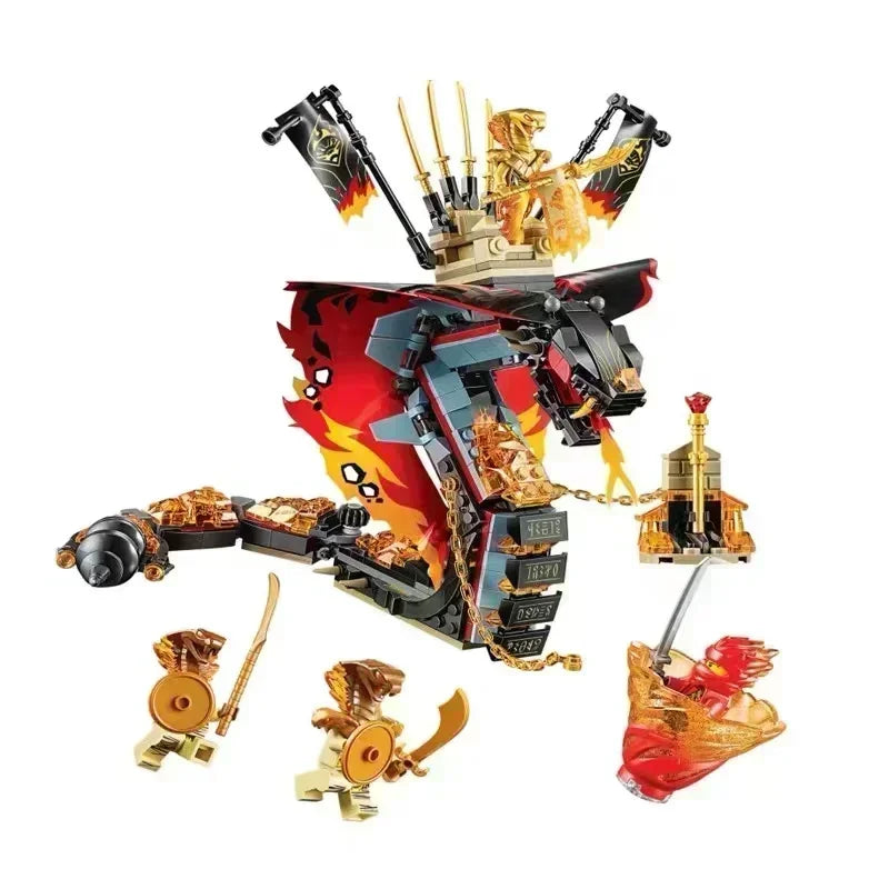 City Movie Monastery Training Hall Ultra Dragon Golden Dragon Building Blocks Bricks with Figures Toys for Birthday Gifts